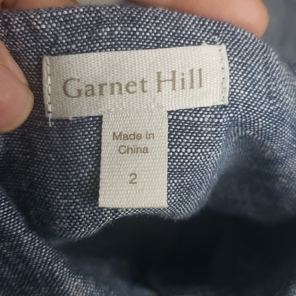 Garnet Hill 100% Linen Classic Full Button Front Shirtdress Size 2 Coastal Blue - Picture 8 of 16